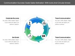 Communication success goals sales motivation with icons and circular arrows