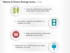 Compact light led power plug switch ppt icons graphics