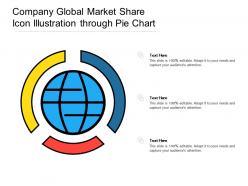 Company global market share icon illustration through pie chart