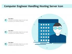 Computer engineer handling hosting server icon