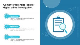Computer Forensics Icon For Digital Crime Investigation Ppt Slides