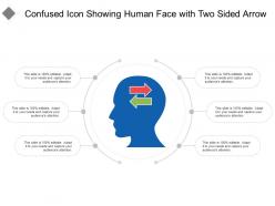 Confused icon showing human face with two sided arrow