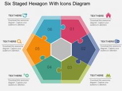 Cr six staged hexagon with icons diagram flat powerpoint design