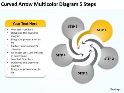 Curved arrow multicolor diagram 5 steps ppt powerpoint slides