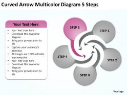 Curved arrow multicolor diagram 5 steps ppt powerpoint slides