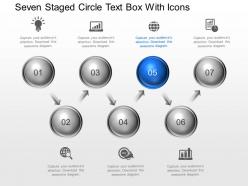 Cx seven staged circle text box with icons powerpoint template