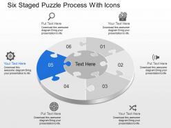 Dc six staged puzzle process with icons powerpoint template
