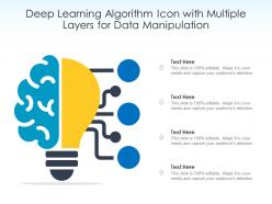 Deep learning algorithm icon with multiple layers for data manipulation
