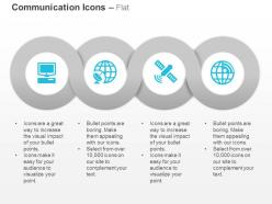 Desktop global satellite with wifi global wifi access ppt icons graphics