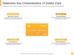 Determine key characteristics of zestful card zestful investor funding elevator ppt icon example file