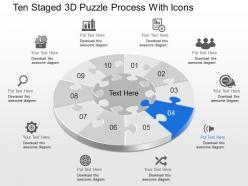 Dh ten staged 3d puzzle process with icons powerpoint template