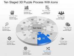 Dh ten staged 3d puzzle process with icons powerpoint template