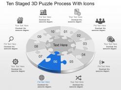 Dh ten staged 3d puzzle process with icons powerpoint template