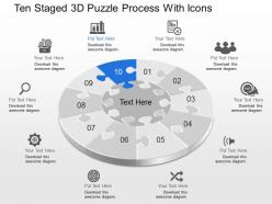 Dh ten staged 3d puzzle process with icons powerpoint template