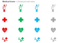 Doctor medical symbol heart health ecg ppt icons graphics