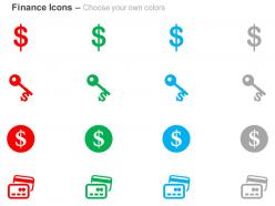 Dollar master card dollar key growth representation ppt icons graphics
