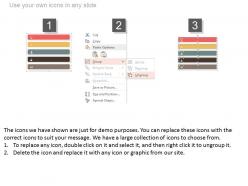 Download five staged vertical text boxes and icons flat powerpoint design