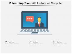 E learning icon with lecture on computer