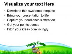 Easter bunny eggs in gift basket powerpoint templates ppt backgrounds for slides