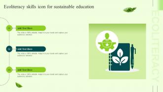 Ecoliteracy Skills Icon For Sustainable Education Ppt Example