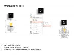 Ed bulb coming out from box with icons flat powerpoint design
