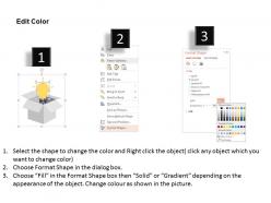 Ed bulb coming out from box with icons flat powerpoint design