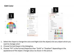 Ef bulb with semicircle puzzle with icons flat powerpoint design