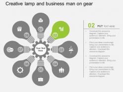 Eight colored bulbs with icons for idea generation flat powerpoint design
