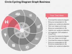 Eight staged circles with process icons flat powerpoint design
