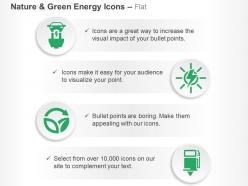 Electric charging station solar energy sustainability petrol pump ppt icons graphics