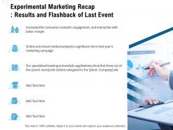 Experimental marketing recap results and flashback of last event ppt powerpoint presentation icon
