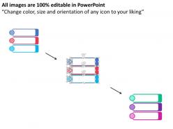 Fa three colored banners with icons for search and announcement flat powerpoint design