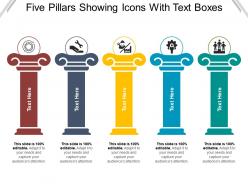 Five pillars showing icons with text boxes