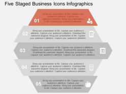 Five staged business icons infographics flat powerpoint design