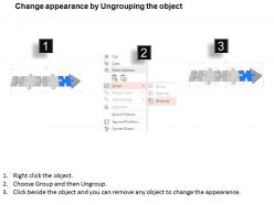 Five staged linear arrow made with puzzles and icons powerpoint template slide