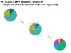 Five staged pie chart with business icons flat powerpoint design