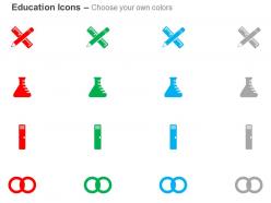 Flask locker scale and pencil mathematics ppt icons graphics