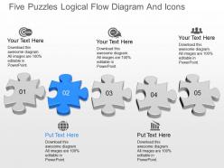 Fo five puzzles logical flow diagram and icons powerpoint template