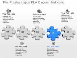 Fo five puzzles logical flow diagram and icons powerpoint template