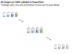 Four battery icons for charging indication flat powerpoint design