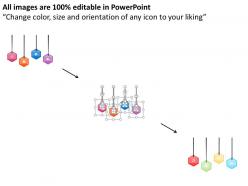Four colored hexagonal tags with icons flat powerpoint design