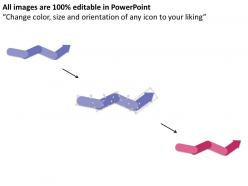Four colored zigzag arrows with icons growth indication flat powerpoint desgin