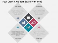 Four cross style text boxes with icons flat powerpoint design