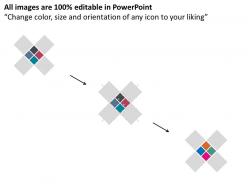 Four cross style text boxes with icons flat powerpoint design