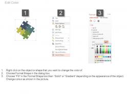 Four puzzles and icons for business management powerpoint slides