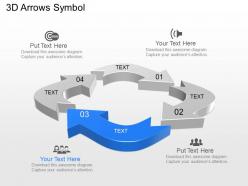 Four staged arrow cycle with business icons powerpoint template slide