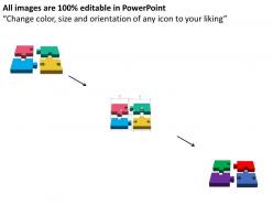Four staged puzzle diagram with icons flat powerpoint design