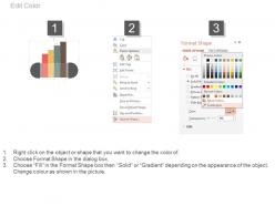 Four staged vertical bar graph and icons powerpoint slides