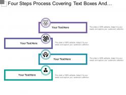 Four steps process covering text boxes and icons