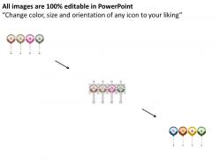 Fq linear four staged percentage with icons timeline flat powerpoint design